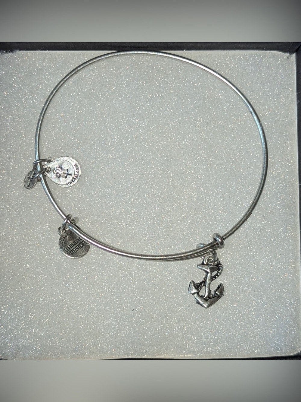 Alex and Ani Silver Anchor Charm Bangle Bracelet